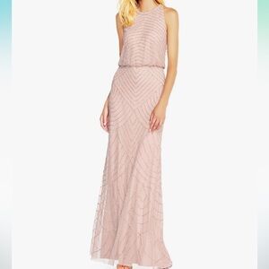 Adrianna Papell Women’s Halter Art Deco Beaded Blouson Dress NWT